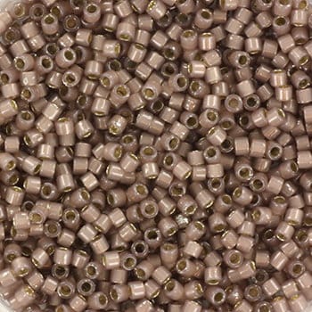 Miyuki Delica beads silverlined opal cinnamon, light brown, 5g 11/0 color DB 1460, cylindrical beads, silverlined milky brown DB1460