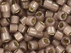 Miyuki Delica beads silverlined opal cinnamon, light brown, 5g 11/0 color DB 1460, cylindrical beads, silverlined milky brown DB1460