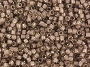 Miyuki Delica beads silverlined opal cinnamon, light brown, 5g 11/0 color DB 1460, cylindrical beads, silverlined milky brown DB1460