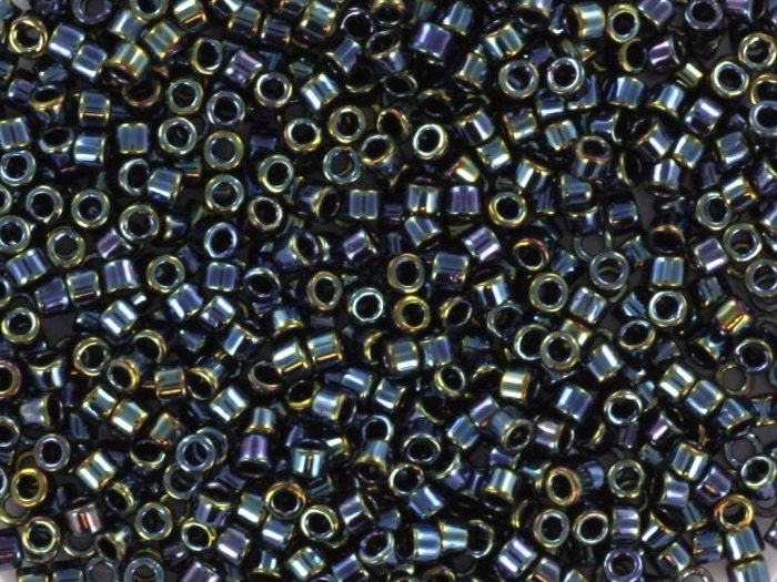 Miyuki Delica beads metallic iris gunmetal, color DB 6, size 11/0, japanese beads, Miyuki DB6, Miyuki cylindrical beads, Miyuki black