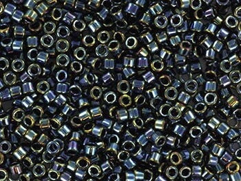 Miyuki Delica beads metallic iris gunmetal, color DB 6, size 11/0, japanese beads, Miyuki DB6, Miyuki cylindrical beads, Miyuki black