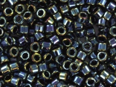 Miyuki Delica beads metallic iris gunmetal, color DB 6, size 11/0, japanese beads, Miyuki DB6, Miyuki cylindrical beads, Miyuki black