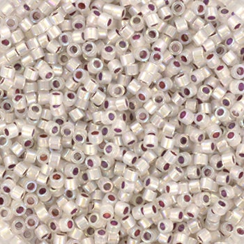 Miyuki Delica beads silverlined opal ab, size 11/0 color DB 223, Japanese beads, cylindrical beads, Miyuki translucent gray, Miyuki DB223