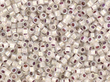 Miyuki Delica beads silverlined opal ab, size 11/0 color DB 223, Japanese beads, cylindrical beads, Miyuki translucent gray, Miyuki DB223