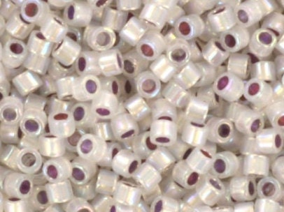 Miyuki Delica beads silverlined opal ab, size 11/0 color DB 223, Japanese beads, cylindrical beads, Miyuki translucent gray, Miyuki DB223