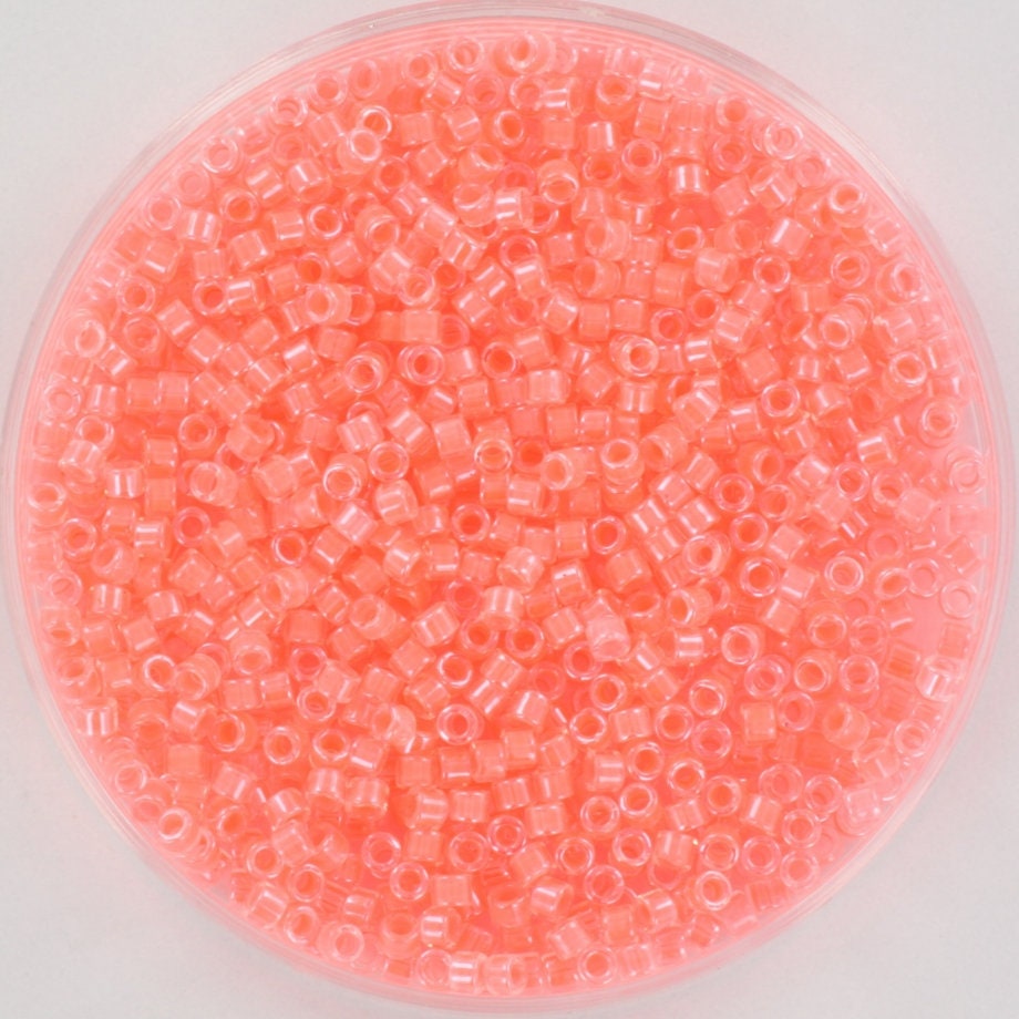 Miyuki Delica beads luminous flamingo, 5g 11/0 color DB 2034, cylindrical beads, Miyuki pink beads, Miyuki neon orange