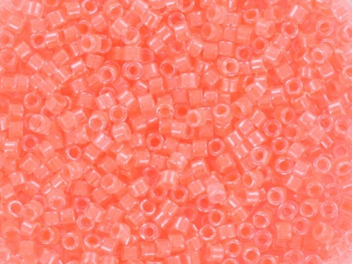 Miyuki Delica beads luminous flamingo, 5g 11/0 color DB 2034, cylindrical beads, Miyuki pink beads, Miyuki neon orange