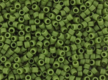 Miyuki Delica beads opaque matte avocado, 5g 11/0 DB1585, cylindrical beads, dark green Miyuki, color DB 1585, Delica green