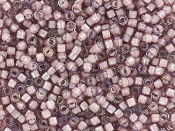 Miyuki Delica beads white lined ab smoky amethyst, 5g 11/0 DB1791, cylindrical beads, transparent purple Miyuki, color DB 1791 violet