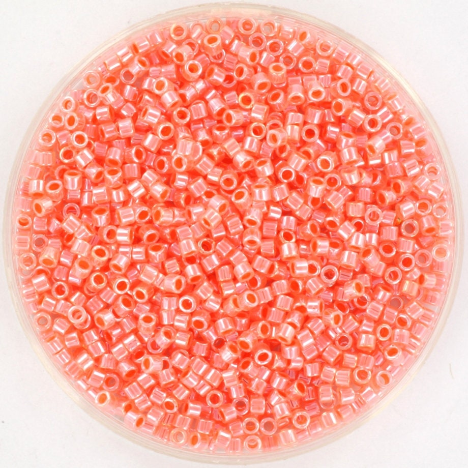 Miyuki Delica beads ceylon salmon, size 11/0 color DB 235, Japanese beads, cylindrical beads, Miyuki pink luster, Miyuki DB235