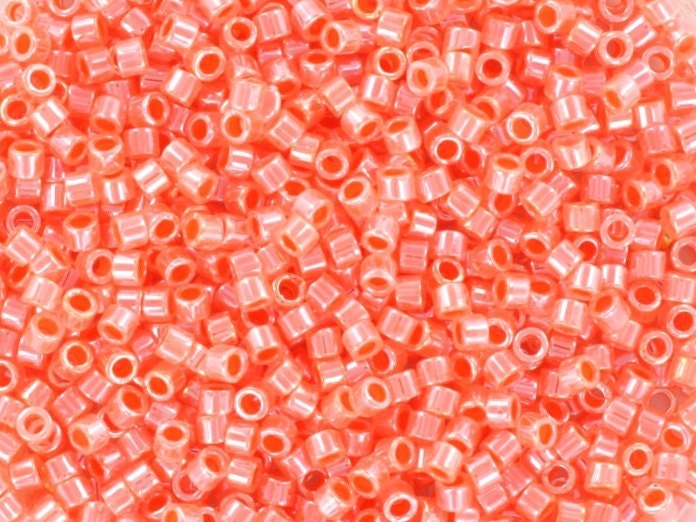 Miyuki Delica beads ceylon salmon, size 11/0 color DB 235, Japanese beads, cylindrical beads, Miyuki pink luster, Miyuki DB235