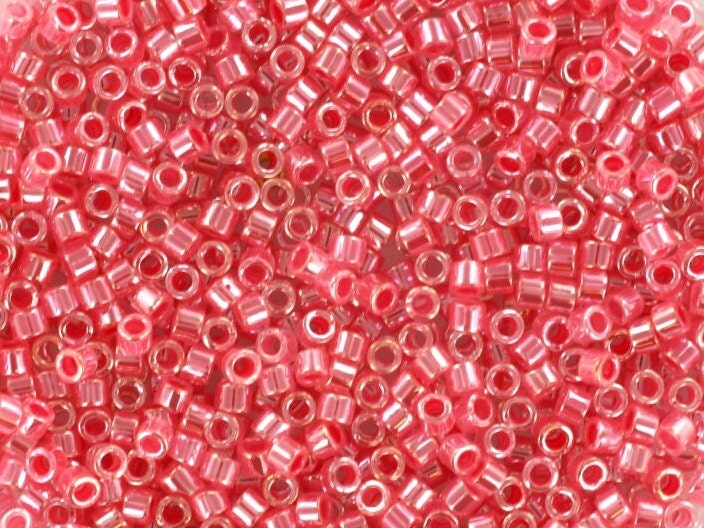 Miyuki Delica beads ceylon carnation pink, size 11/0 color DB 236, Japanese beads, cylindrical beads, Miyuki pink luster, Miyuki DB236