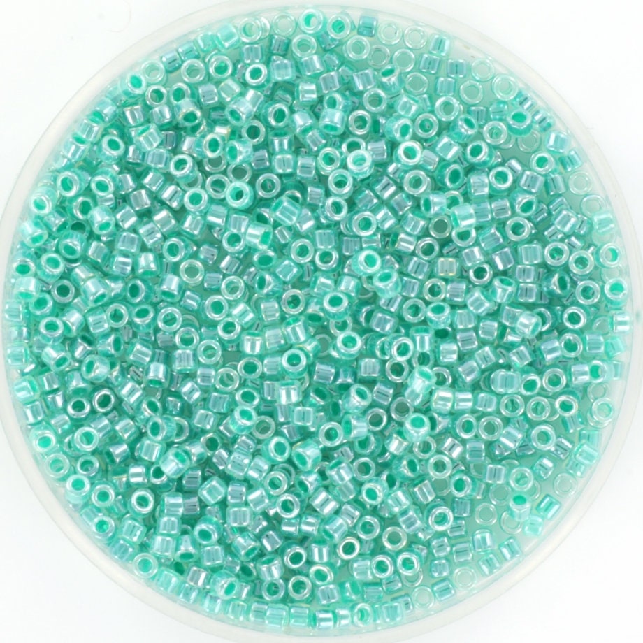 Miyuki Delica beads ceylon aqua green, size 11/0 color DB 238, Japanese beads, cylindrical beads, Miyuki teal luster, Miyuki DB238