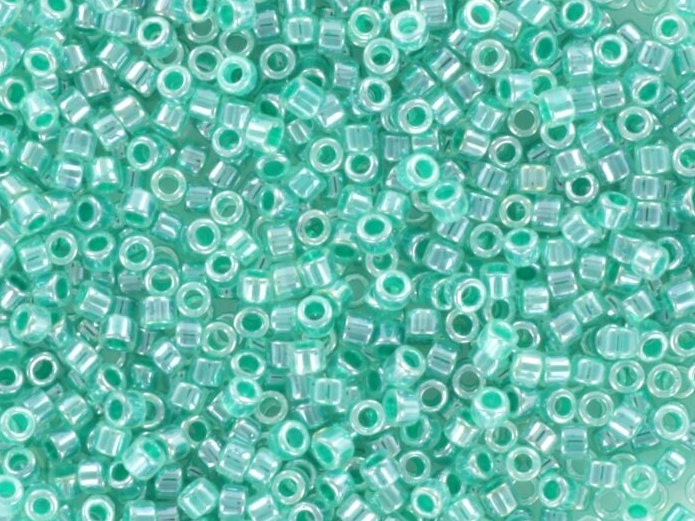 Miyuki Delica beads ceylon aqua green, size 11/0 color DB 238, Japanese beads, cylindrical beads, Miyuki teal luster, Miyuki DB238