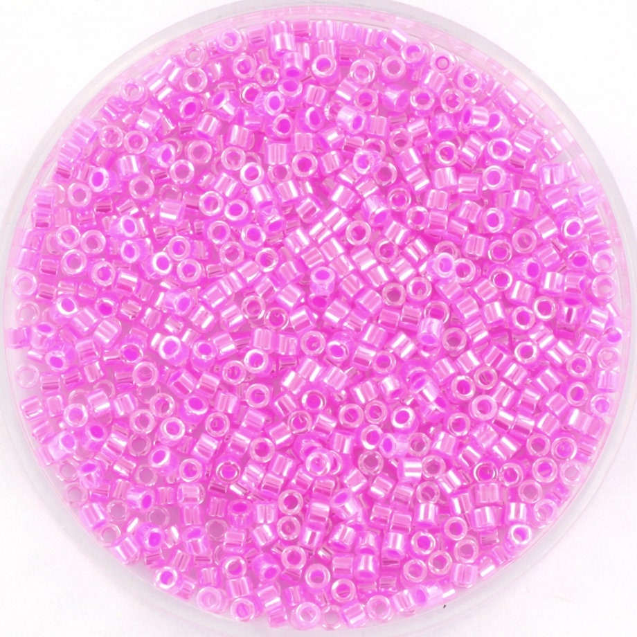 Miyuki Delica beads ceylon hot pink, size 11/0 color DB 247, Japanese beads, cylindrical beads, Miyuki pink luster, Miyuki DB247