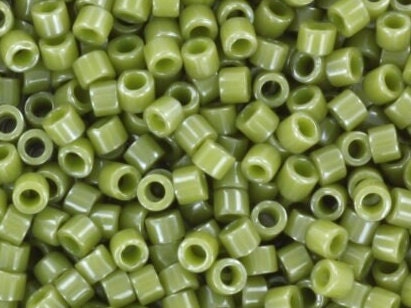 Miyuki Delica beads opaque luster cactus, size 11/0 color DB 263, Japanese beads, cylindrical beads, Miyuki Delica green, Miyuki DB263