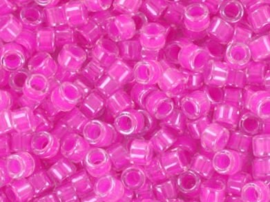 Miyuki Delica beads luminous hot magenta, 5g 11/0 color DB 2037, cylindrical beads, Miyuki pink beads, Miyuki neon pink