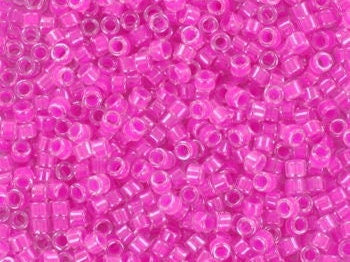 Miyuki Delica beads luminous hot magenta, 5g 11/0 color DB 2037, cylindrical beads, Miyuki pink beads, Miyuki neon pink