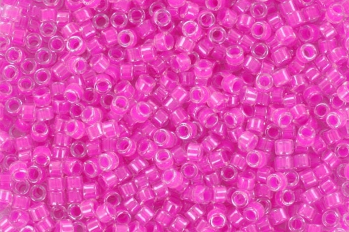 Miyuki Delica beads luminous hot magenta, 5g 11/0 color DB 2037, cylindrical beads, Miyuki pink beads, Miyuki neon pink