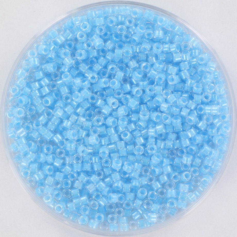 Miyuki Delica beads luminous ocean blue, 5g 11/0 color DB 2039, cylindrical beads, Miyuki blue beads, Miyuki light blue