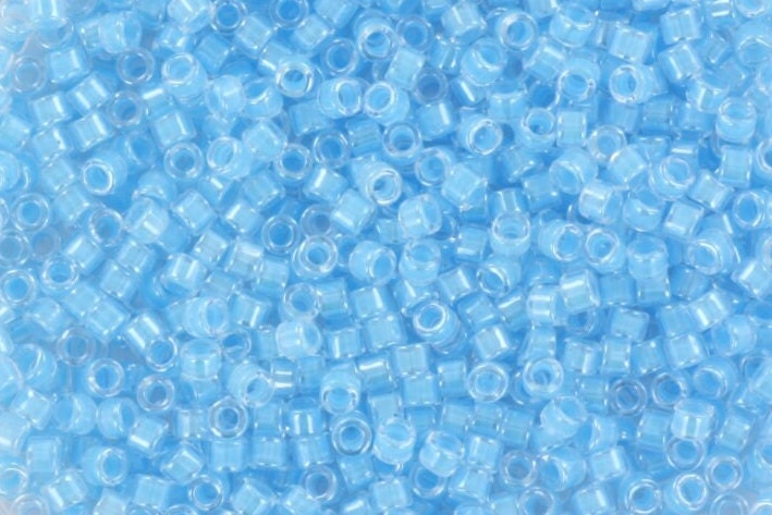 Miyuki Delica beads luminous ocean blue, 5g 11/0 color DB 2039, cylindrical beads, Miyuki blue beads, Miyuki light blue