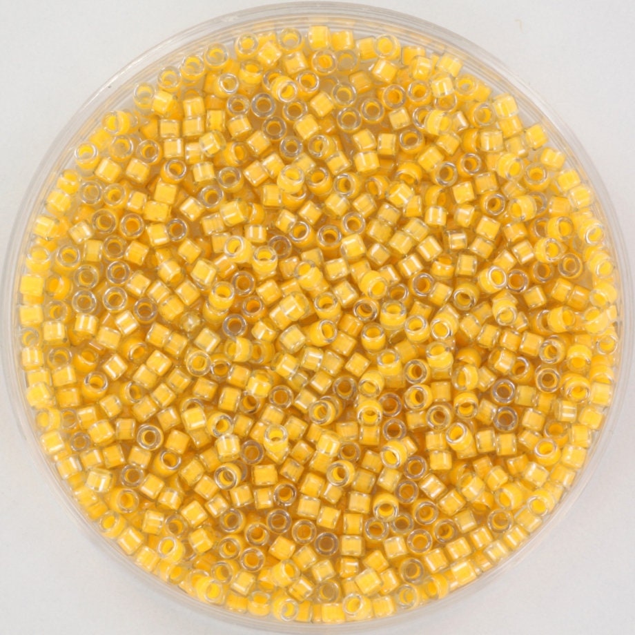 Miyuki Delica beads luminous honeycomb, 5g 11/0 color DB 2041, cylindrical beads, Miyuki yellow beads, Miyuki dark yellow