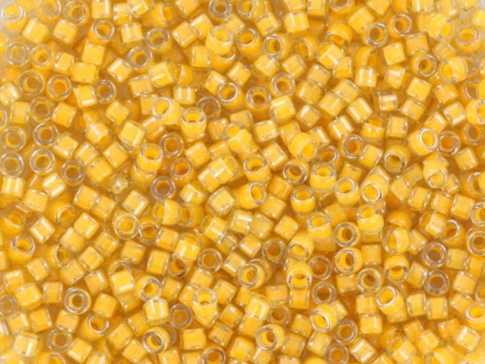 Miyuki Delica beads luminous honeycomb, 5g 11/0 color DB 2041, cylindrical beads, Miyuki yellow beads, Miyuki dark yellow