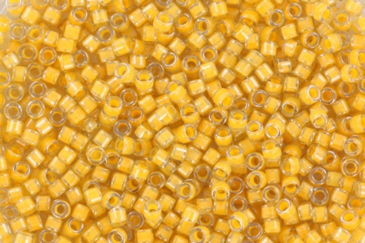 Miyuki Delica beads luminous honeycomb, 5g 11/0 color DB 2041, cylindrical beads, Miyuki yellow beads, Miyuki dark yellow