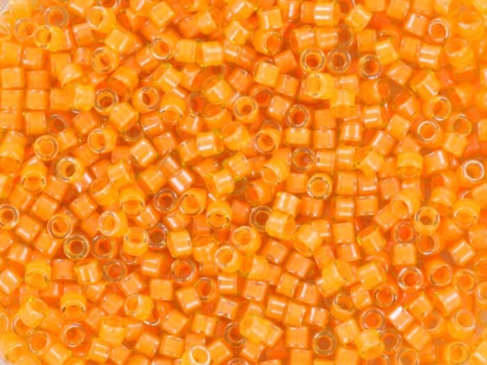 Miyuki Delica beads luminous mango, 5g 11/0 color DB 2045, cylindrical beads, Miyuki orange beads, Miyuki light orange, dark yellow