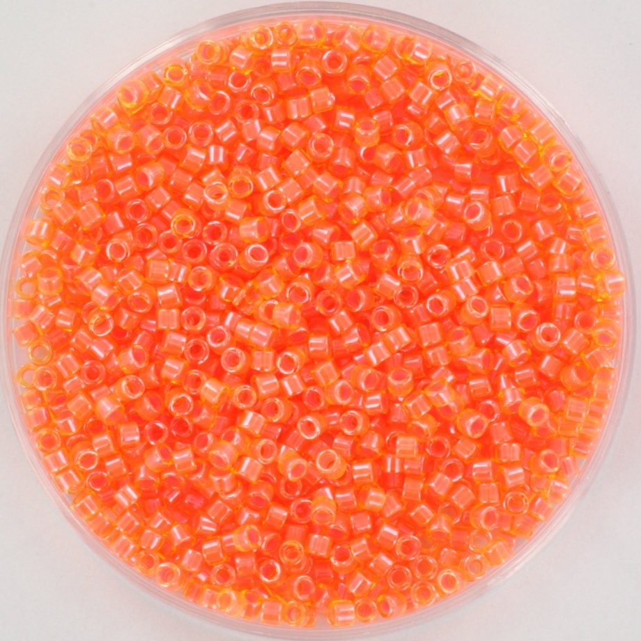 Miyuki Delica beads luminous bittersweet, 5g 11/0 color DB 2047, cylindrical beads, Miyuki orange beads, Miyuki neon orange