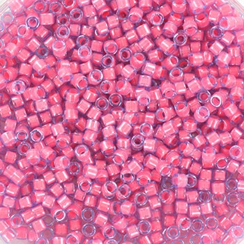 Miyuki Delica beads luminous pink taffy, 5g 11/0 color DB 2048, cylindrical beads, Miyuki pink beads, Miyuki neon pink