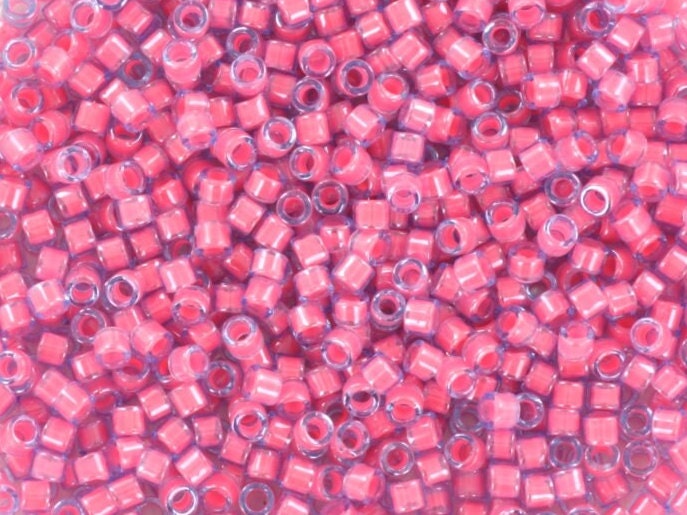 Miyuki Delica beads luminous pink taffy, 5g 11/0 color DB 2048, cylindrical beads, Miyuki pink beads, Miyuki neon pink