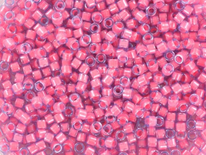 Miyuki Delica beads luminous pink taffy, 5g 11/0 color DB 2048, cylindrical beads, Miyuki pink beads, Miyuki neon pink