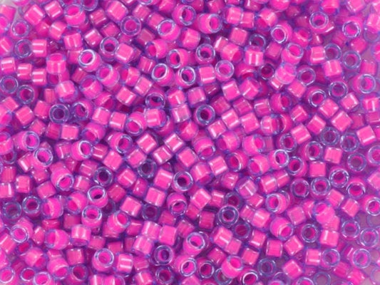 Miyuki Delica beads luminous hot pink, 5g 11/0 color DB 2049, cylindrical beads, Miyuki pink beads, Miyuki neon pink