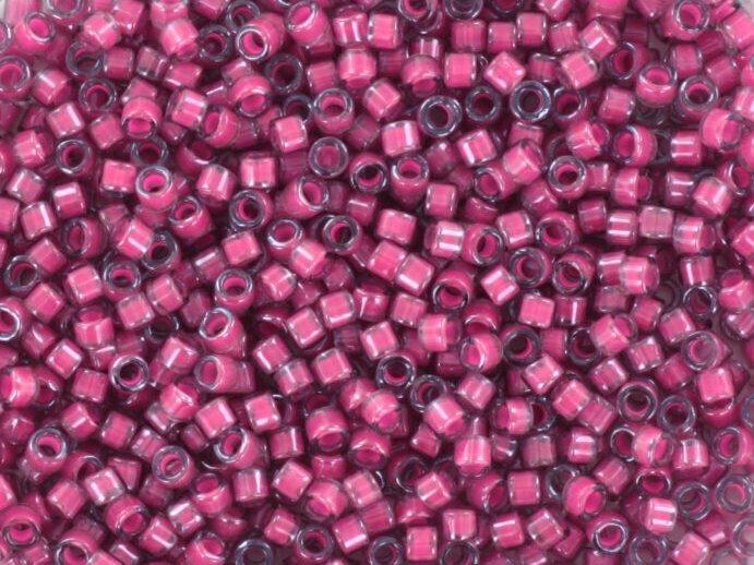 Miyuki Delica beads luminous jazzberry, 5g 11/0 color DB 2050, cylindrical beads, Miyuki purple beads, Miyuki neon purple transparent