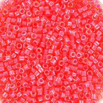 Miyuki Delica beads luminous poppy red, size 11/0, color DB2051, cylindrical beads, Miyuki neon red, Miyuki luminous colors