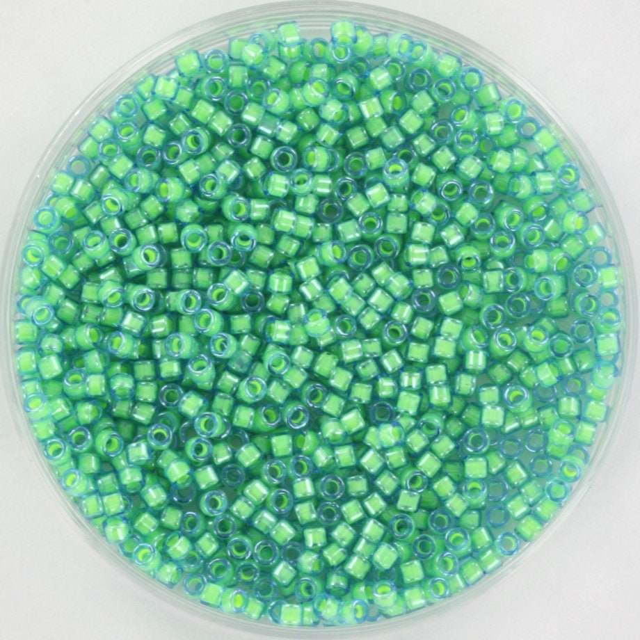 Miyuki Delica beads luminous mermaid green, 5g 11/0 color DB 2053, cylindrical beads, Miyuki green beads, Miyuki neon green