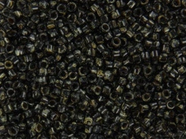 Miyuki Delica beads opaque picasso black, 5g 11/0 DB2261, cylindrical beads, marbled black, DB 2261, Delica opaque black