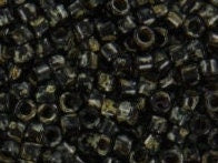 Miyuki Delica beads opaque picasso black, 5g 11/0 DB2261, cylindrical beads, marbled black, DB 2261, Delica opaque black