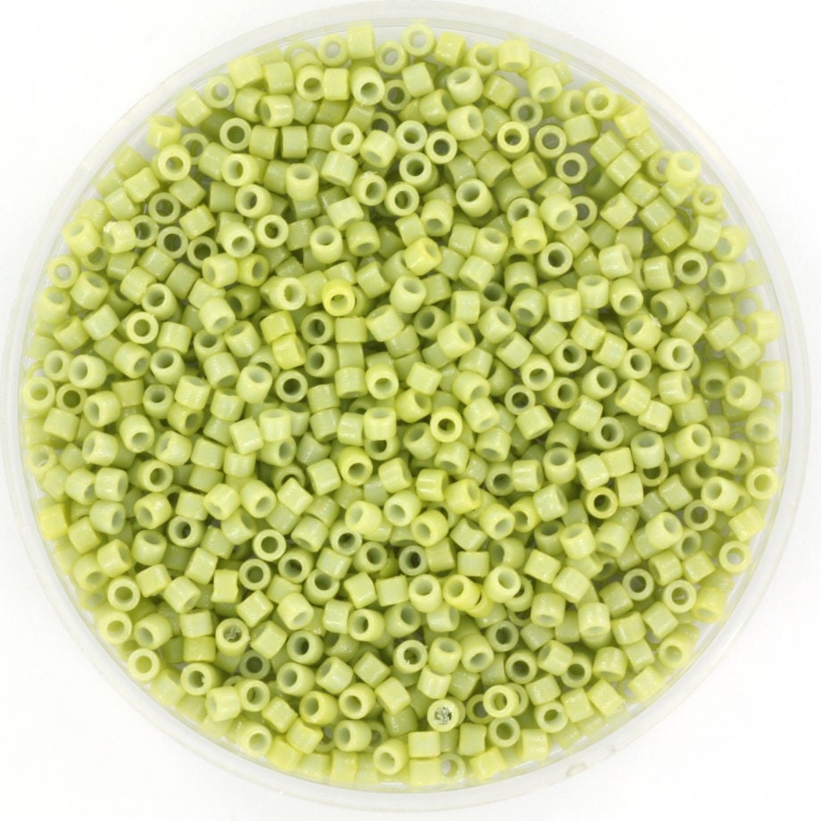 Miyuki Delica beads duracoat opaque fennel, 5g 11/0 DB2123, cylindrical beads, light green Miyuki, DB 2123, Delica opaque green