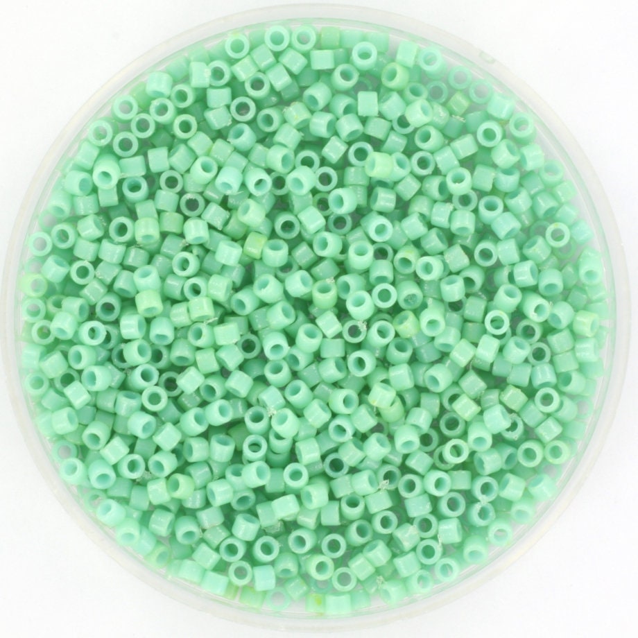 Miyuki Delica beads duracoat opaque sea opal, 5g 11/0 DB2125, cylindrical beads, aqua green Miyuki, DB 2125, Delica opaque green