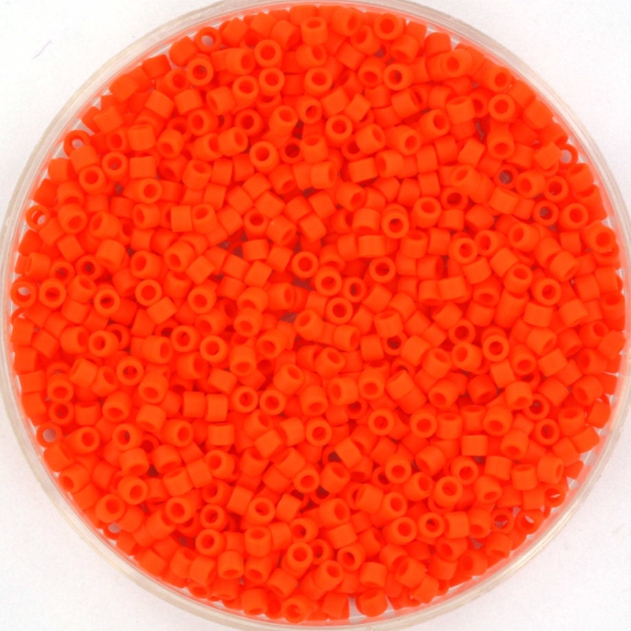 Miyuki Delica beads opaque matte orange, size 11/0 color DB 752, Japanese beads, cylindrical beads, Miyuki DB752