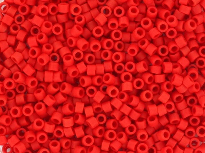 Miyuki Delica beads opaque matte red, size 11/0 color DB 753, Japanese beads, cylindrical beads, Miyuki DB753