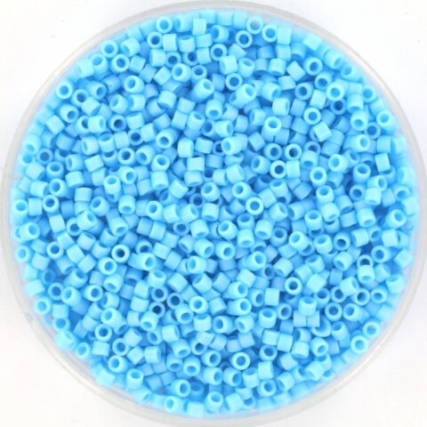 Miyuki Delica beads opaque matte ab turquoise blue, size 11/0 color DB 879, Japanese beads, cylindrical beads, Miyuki DB879, Miyuk blue