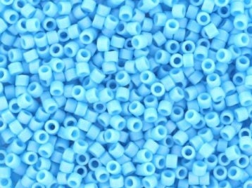 Miyuki Delica beads opaque matte ab turquoise blue, size 11/0 color DB 879, Japanese beads, cylindrical beads, Miyuki DB879, Miyuk blue