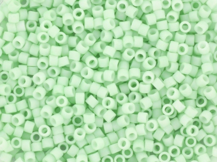 Miyuki Delica beads opaque matte light mint, 5g 11/0 DB1516, cylindrical beads, light green Miyuki, color DB 1516, pastel green