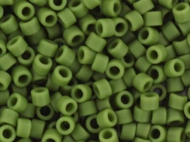 Miyuki Delica beads opaque matte avocado, 5g 11/0 DB1585, cylindrical beads, dark green Miyuki, color DB 1585, Delica green