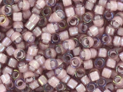 Miyuki Delica beads white lined ab smoky amethyst, 5g 11/0 DB1791, cylindrical beads, transparent purple Miyuki, color DB 1791 violet