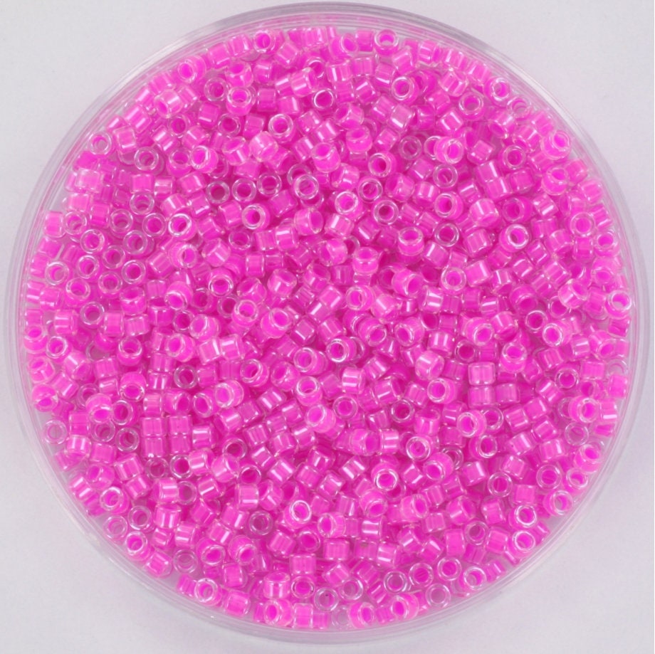 Miyuki Delica beads luminous hot magenta, 5g 11/0 color DB 2037, cylindrical beads, Miyuki pink beads, Miyuki neon pink