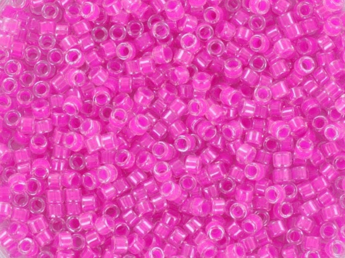 Miyuki Delica beads luminous hot magenta, 5g 11/0 color DB 2037, cylindrical beads, Miyuki pink beads, Miyuki neon pink